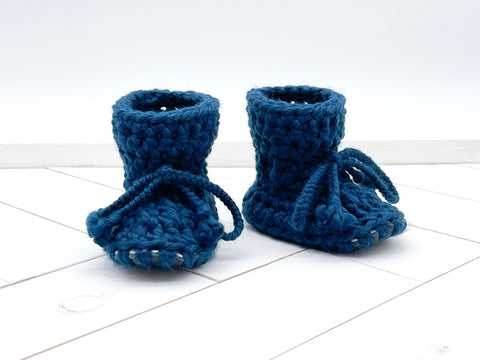 4” (0 - 3 months) PETROL BLUE Sheepskin Slippers
