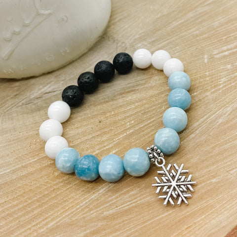 JACK FROST - Blue Larimar Quartz Lava Rock Bracelet