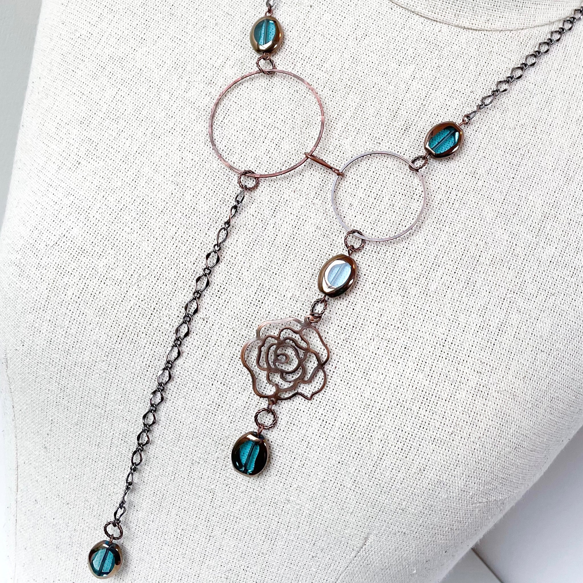 Turquoise Glass Asymmetrical  Necklace