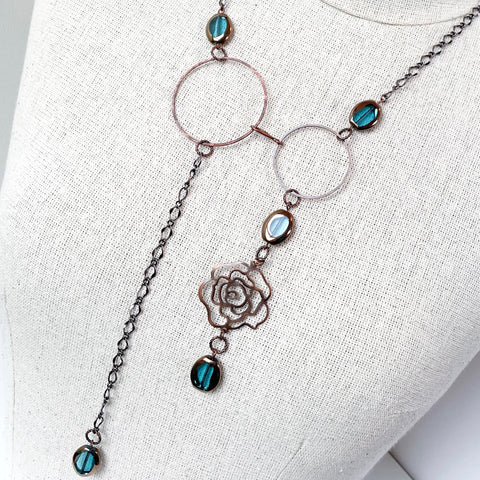Turquoise Glass Asymmetrical  Necklace