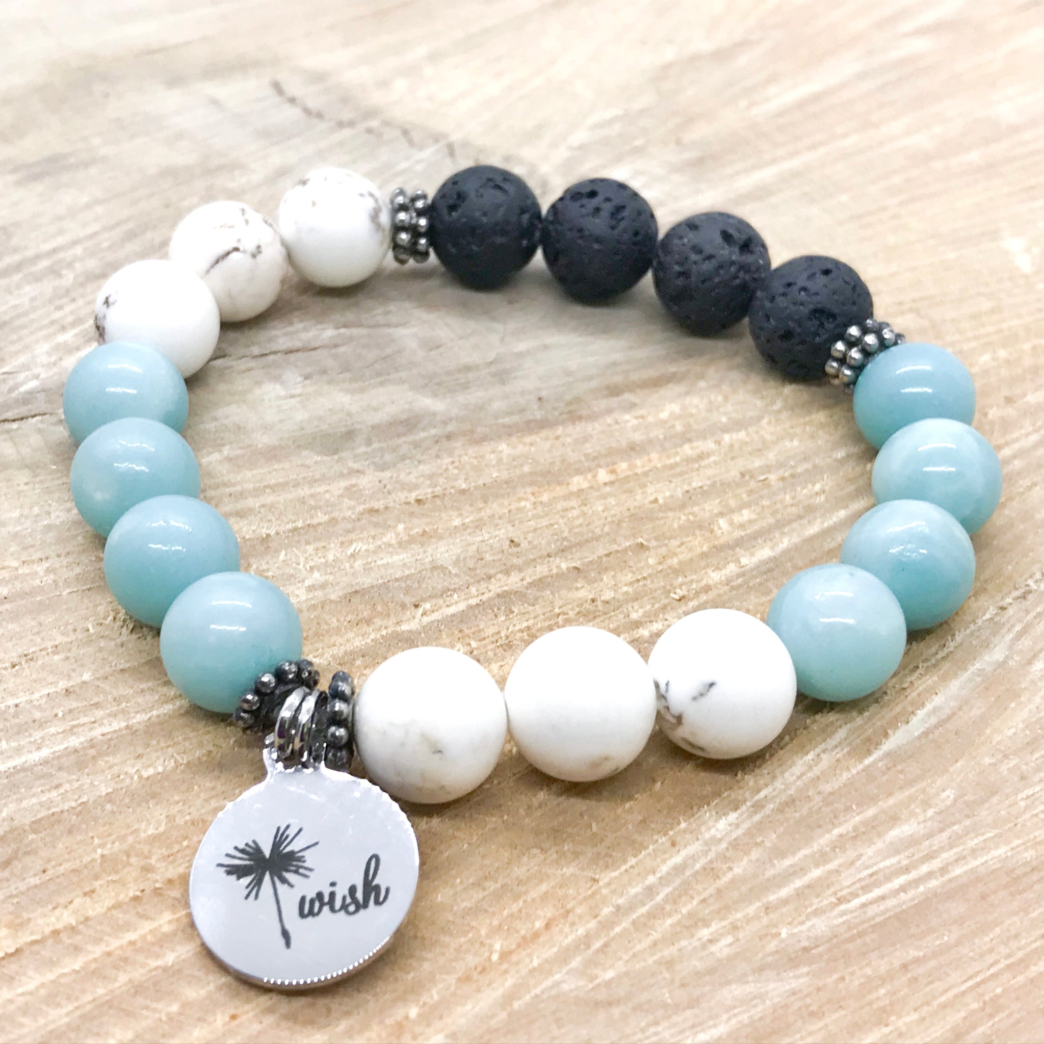 Blue Quartz Lava Rock Bracelet