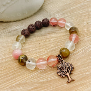 Fire Cherry Quartz Lava Rock Bracelet