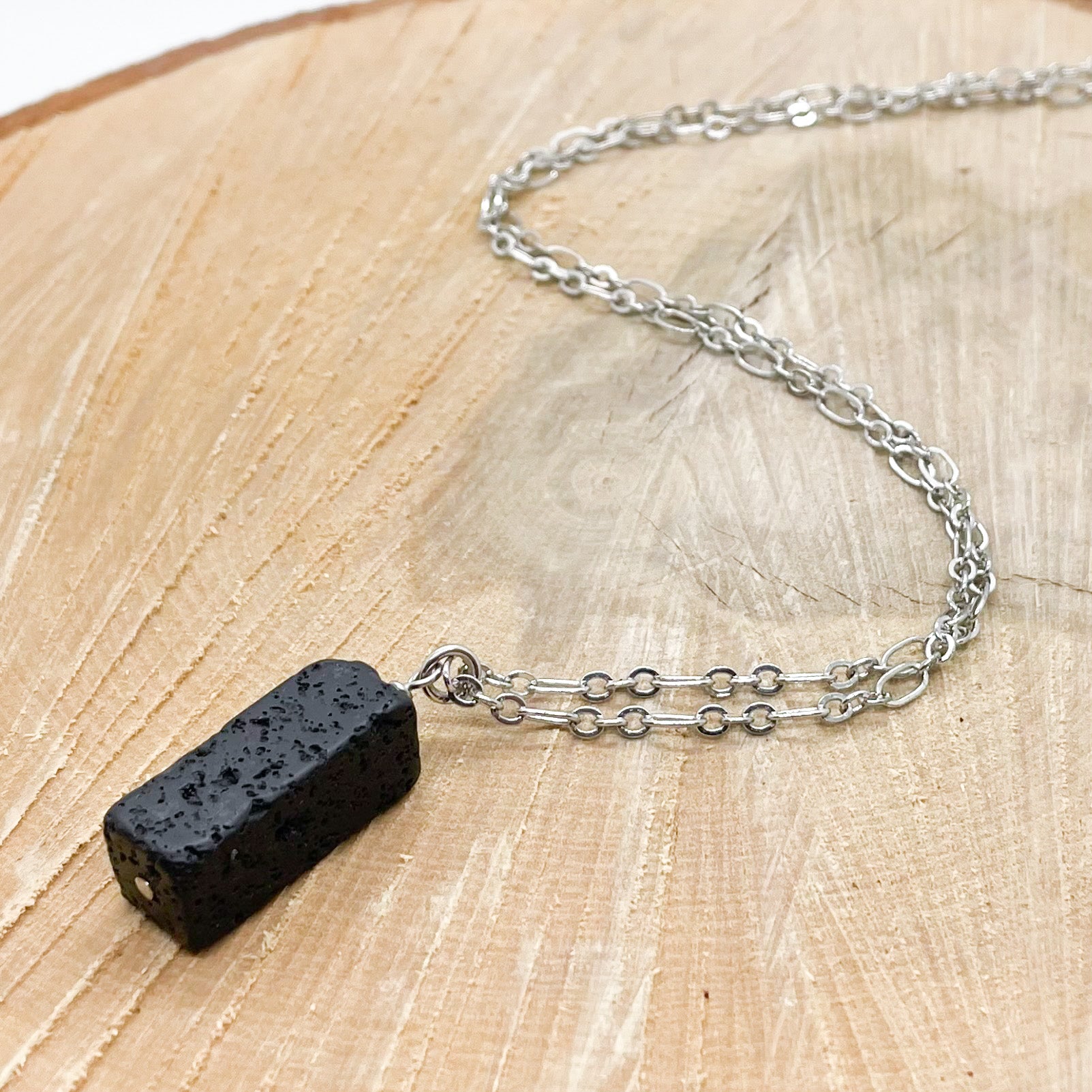 Black Lava Rock Necklace - 1064nec