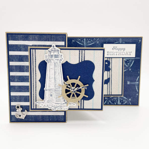 Happy Birthday Handmade Pop Up Card - Nautical Theme