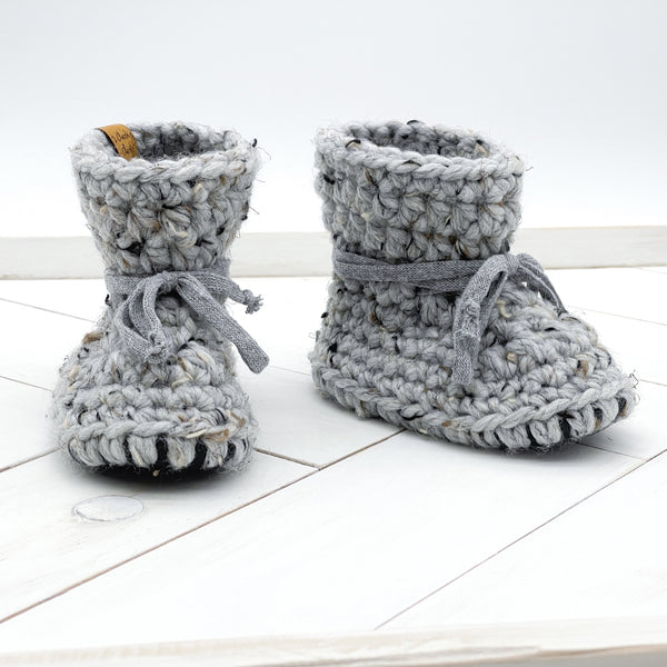 5” (6 - 12 months) GREY MARBLE Sheepskin Slippers