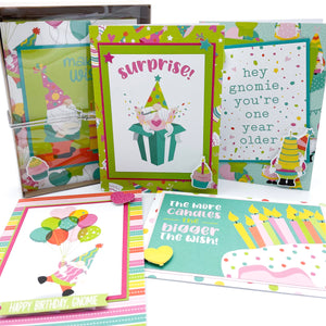 Gnome Themed Birthday Handmade Greeting Card Set of 5