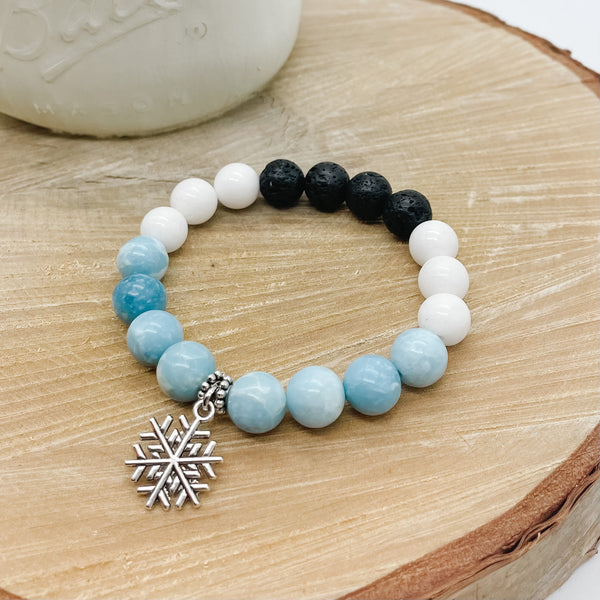 JACK FROST - Blue Larimar Quartz Lava Rock Bracelet