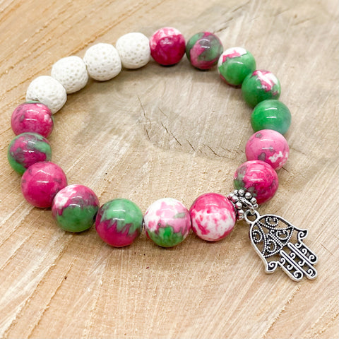 Pink Jasper Lava Rock Bracelet