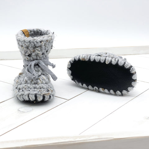 4.5” (0 - 6 or 3 - 6 months) GREY MARBLE Sheepskin Slippers