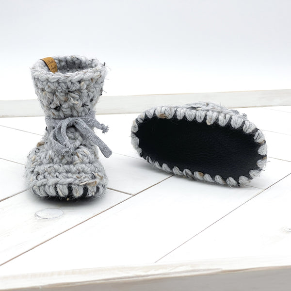 5” (6 - 12 months) GREY MARBLE Sheepskin Slippers