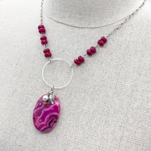 Pink Crazy Lace Agate Necklace