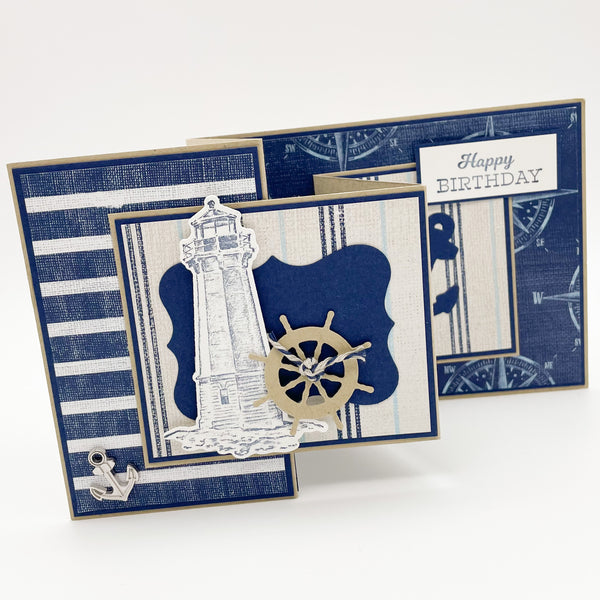 Happy Birthday Handmade Pop Up Card - Nautical Theme