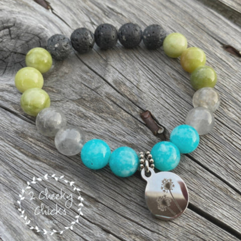 Jade & Quartz Lava Rock Bracelet