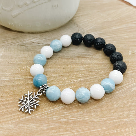 JACK FROST - Blue Larimar Quartz Lava Rock Bracelet