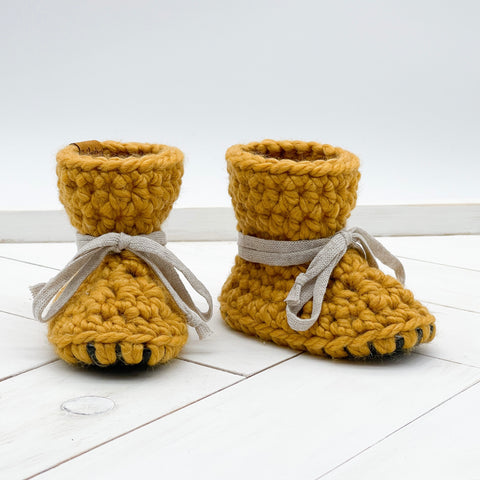 4” (0 - 3 months) MUSTARD Sheepskin Slippers