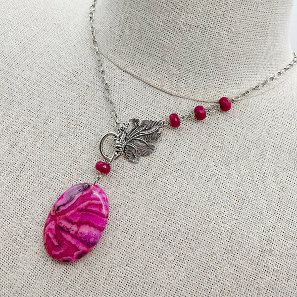 Pink Crazy Lace Agate Necklace