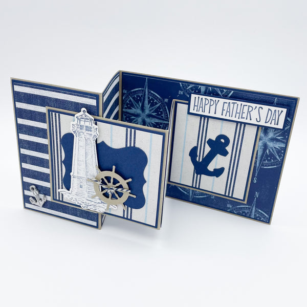 Happy Father’s Day Handmade Pop Up Card - Nautical Theme
