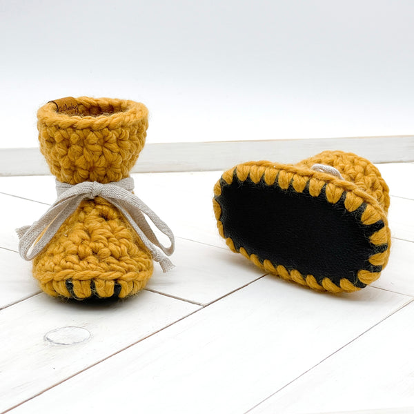 5.5” (12+ months) MUSTARD Sheepskin Slippers