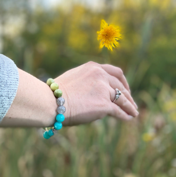 Jade & Quartz Lava Rock Bracelet