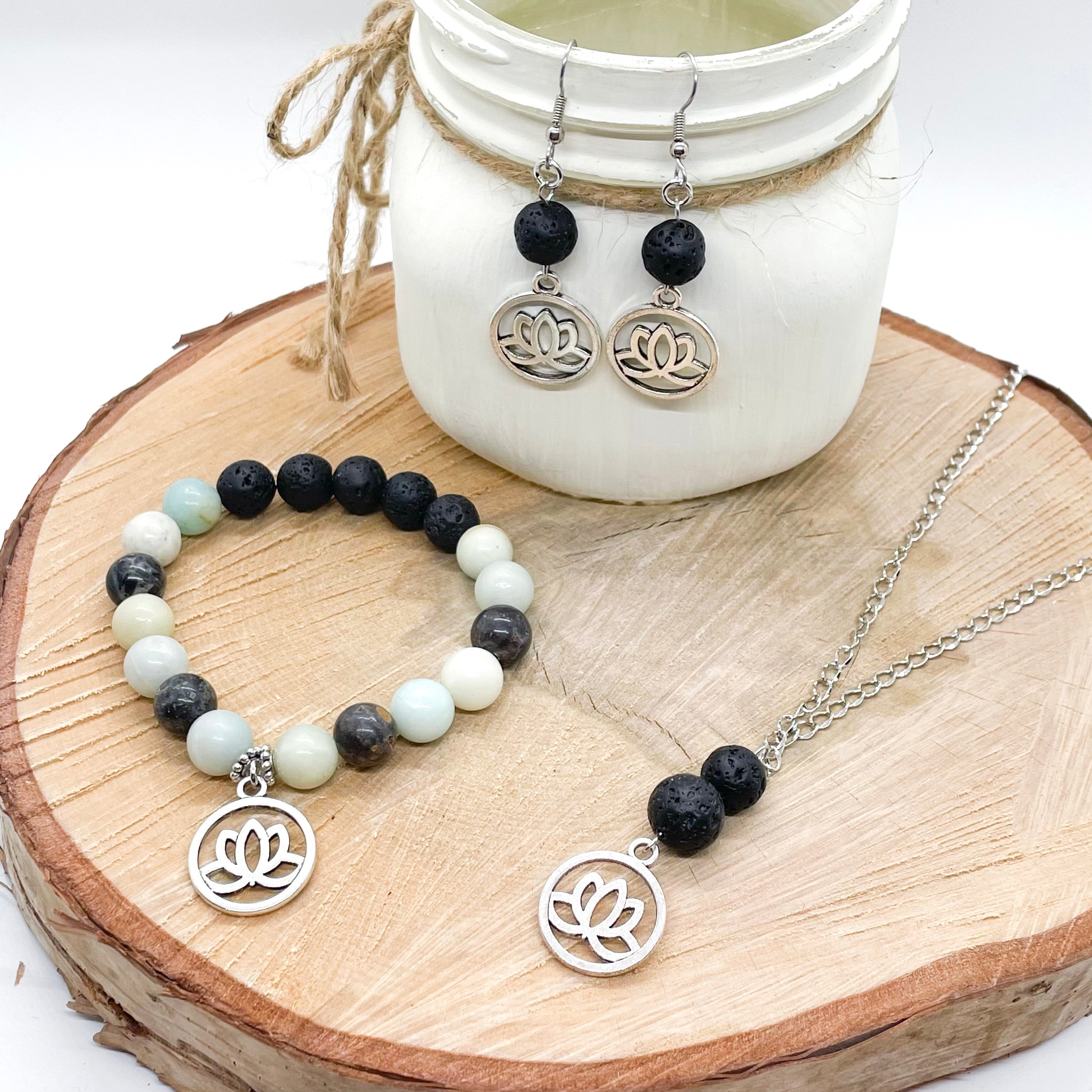 Aquamarine  Lava Rock Bracelet
