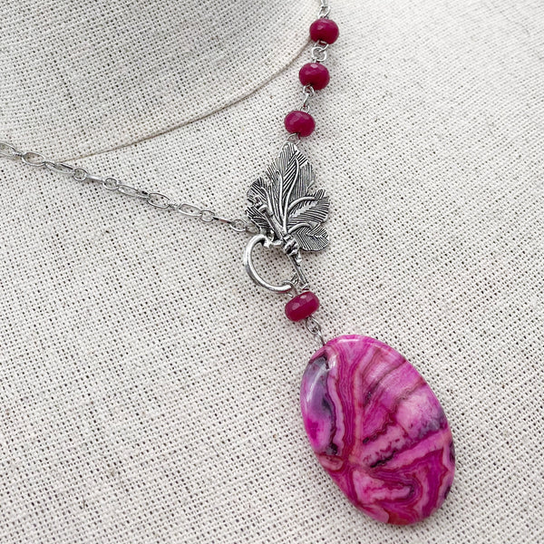 Pink Crazy Lace Agate Necklace