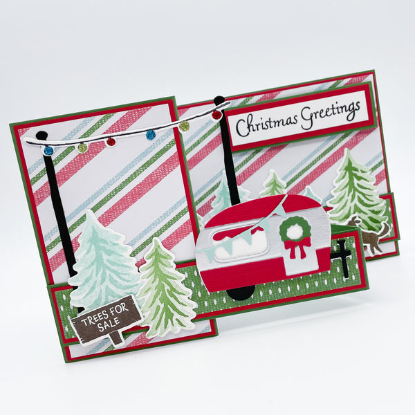 Tree Lot Camper Christmas Pop Up Card