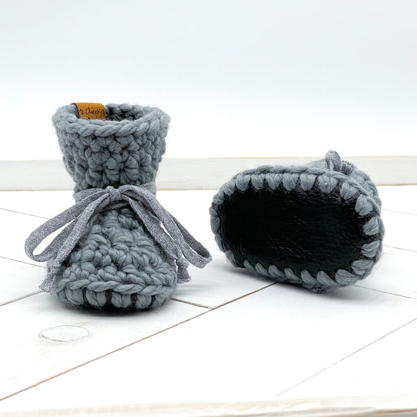 5” (6 - 12 months) SLATE Sheepskin Slippers