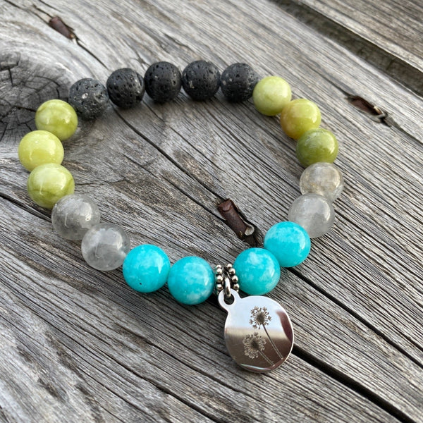 Jade & Quartz Lava Rock Bracelet