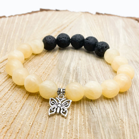 Yellow Jade Lava Rock Bracelet