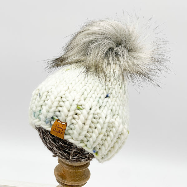 0 - 3 months FABLE WOOL Classic Hat with Faux Fur Pom