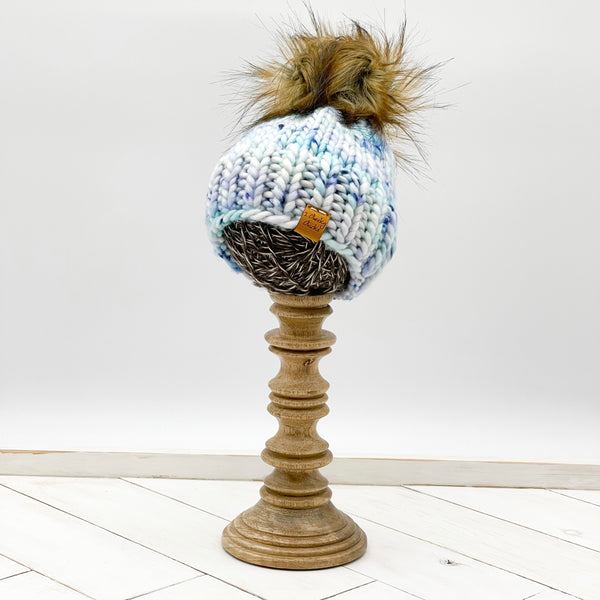 0 - 3 months BILLOWY WOOL Classic Hat with Faux Fur Pom