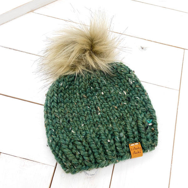 6 - 12 months KALE Classic Hat with Faux Fur Pom