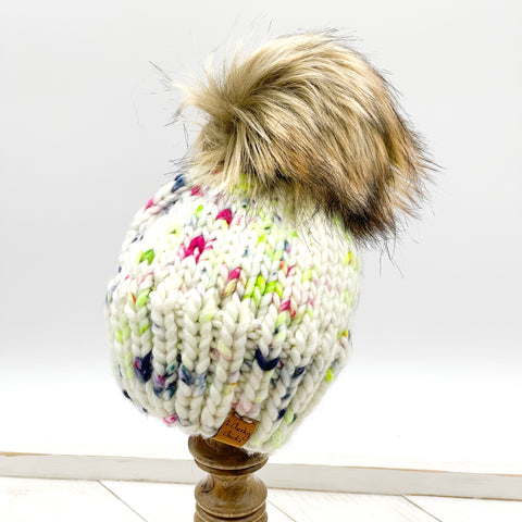 Toddler (1 - 3 years old) MAMA MIA WOOL Classic Hat with Faux Fur Pom (Jumbo)