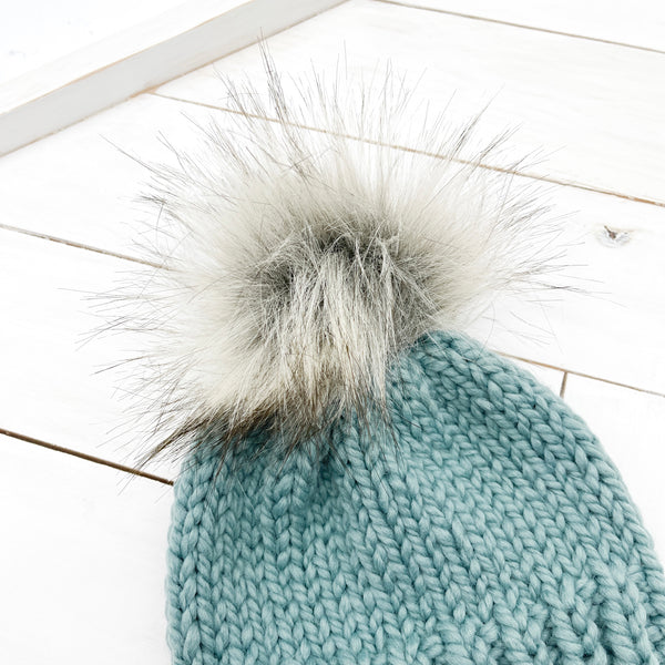3 - 6 months SUCCULENT Classic Hat with Faux Fur Pom