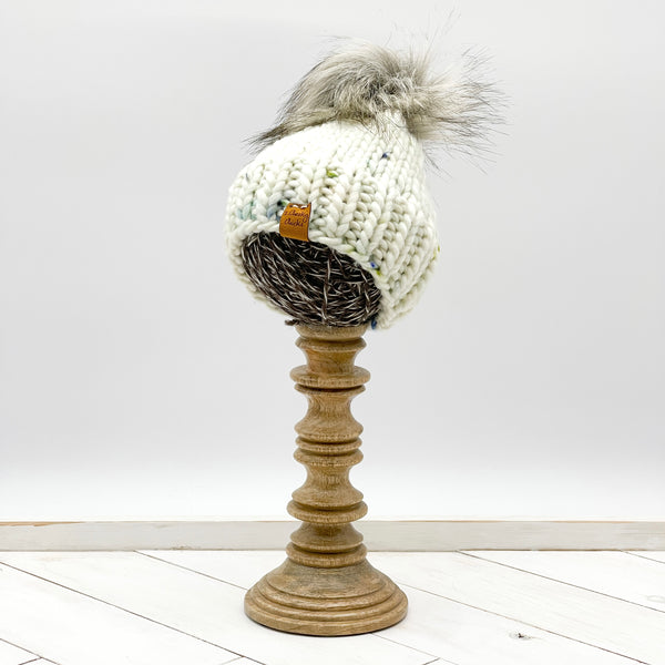 0 - 3 months FABLE WOOL Classic Hat with Faux Fur Pom