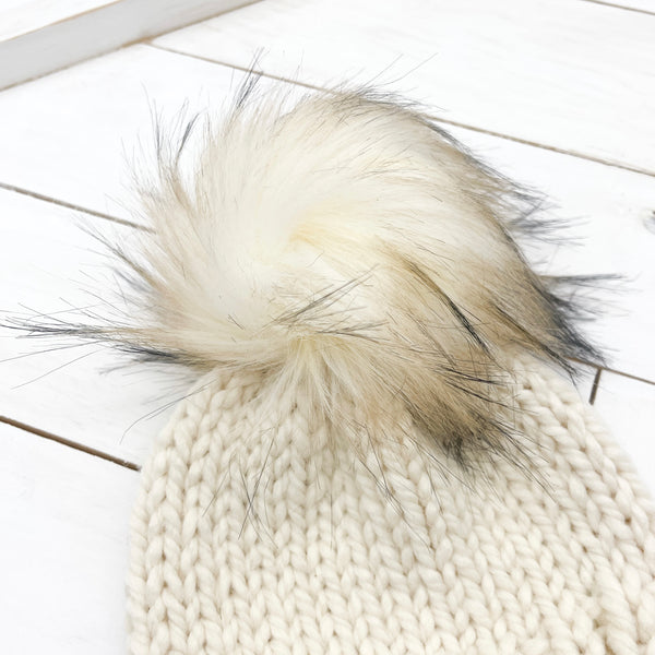 6 - 12 months FISHERMAN Classic Hat with Faux Fur Pom (Jumbo)