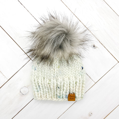 0 - 3 months FABLE WOOL Classic Hat with Faux Fur Pom