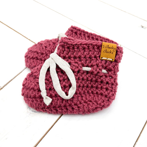 6 - 12 months RASPBERRY Baby Booties