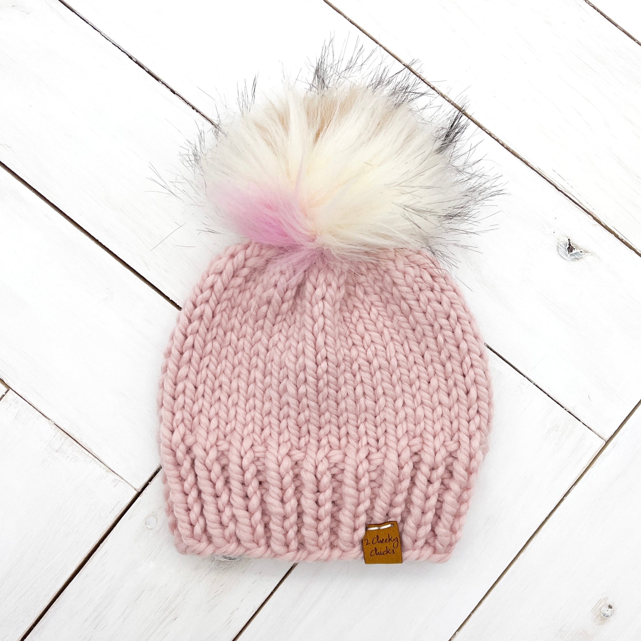6 - 12 months ROUGE Classic Hat with Faux Fur Pom