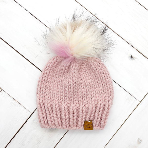 6 - 12 months ROUGE Classic Hat with Faux Fur Pom