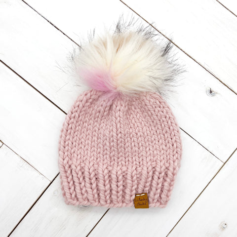 6 - 12 months ROUGE Classic Hat with Faux Fur Pom
