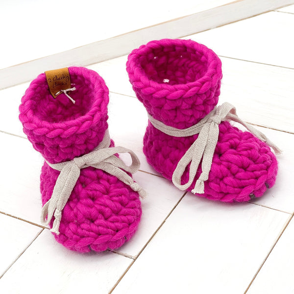 5.5” (12+ months) HOT PUNK PINK WOOL Sheepskin Slippers