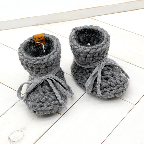 4.5” (0 - 6 or 3 - 6 months) CHARCOAL WOOL Sheepskin Slippers