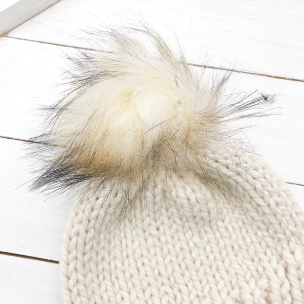 3 - 6 months FISHERMAN Classic Hat with Faux Fur Pom (Jumbo)