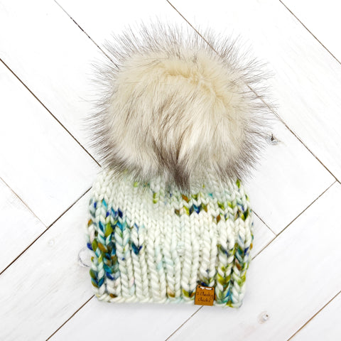 6 - 12 months FABLE WOOL Classic Hat with Faux Fur Pom (Jumbo)