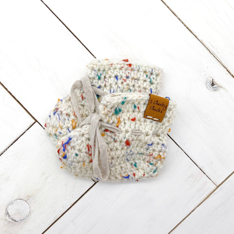 3 - 6 months SPECKLED CREAM Baby Booties
