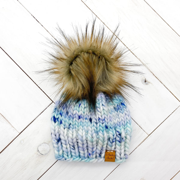 0 - 3 months BILLOWY WOOL Classic Hat with Faux Fur Pom