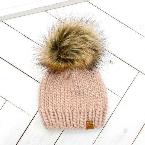 Toddler (1 - 3 years old) APRICOT Classic Hat with Faux Fur Pom (Jumbo)
