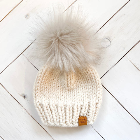 3 - 6 months FISHERMAN Classic Hat with Faux Fur Pom