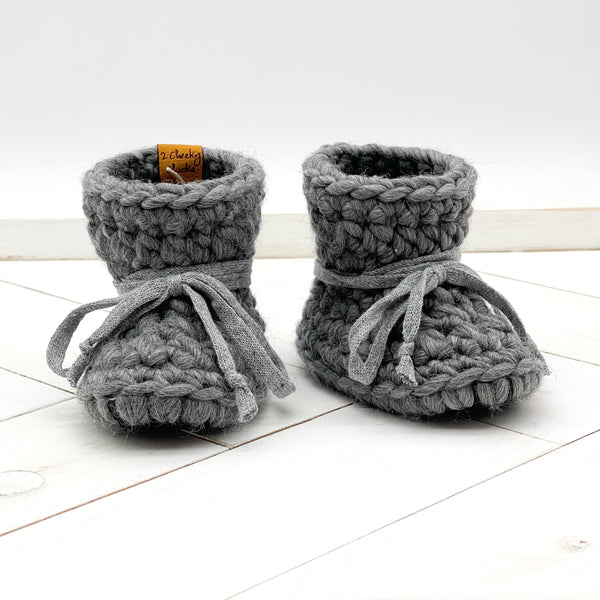 5” (6 -12 months) CHARCOAL WOOL Sheepskin Slippers